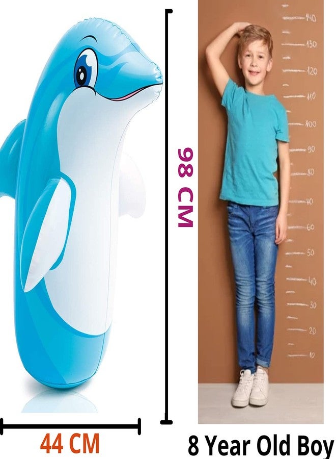 KIDZYMON® Bop Bag Hit me Dolphin Toys for Kids Punching Bag for Kids hit me Toys Large Size 98 CM, Pack of 1 (Dolphin) - Image 3